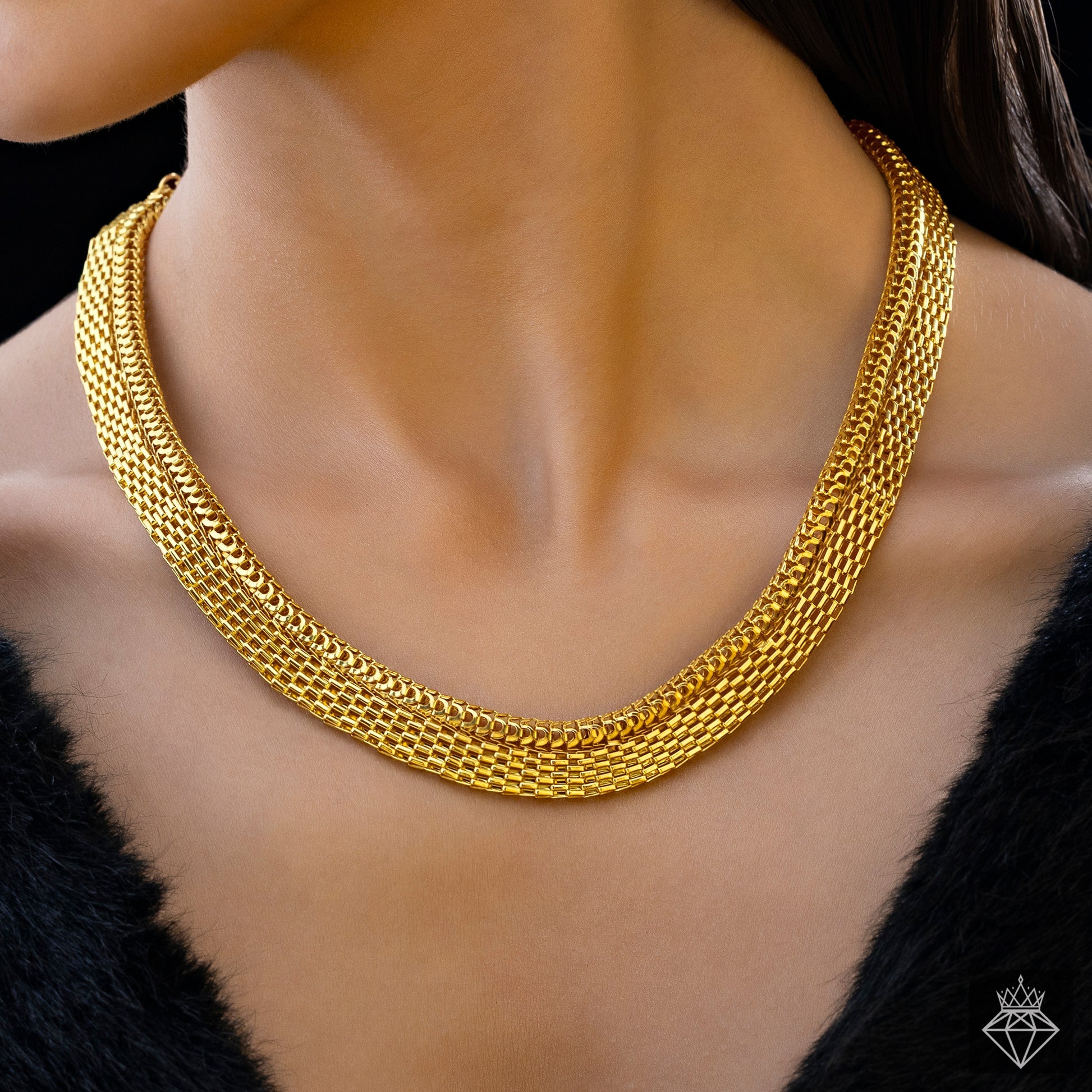 Golden Designer Statement Chain Necklace