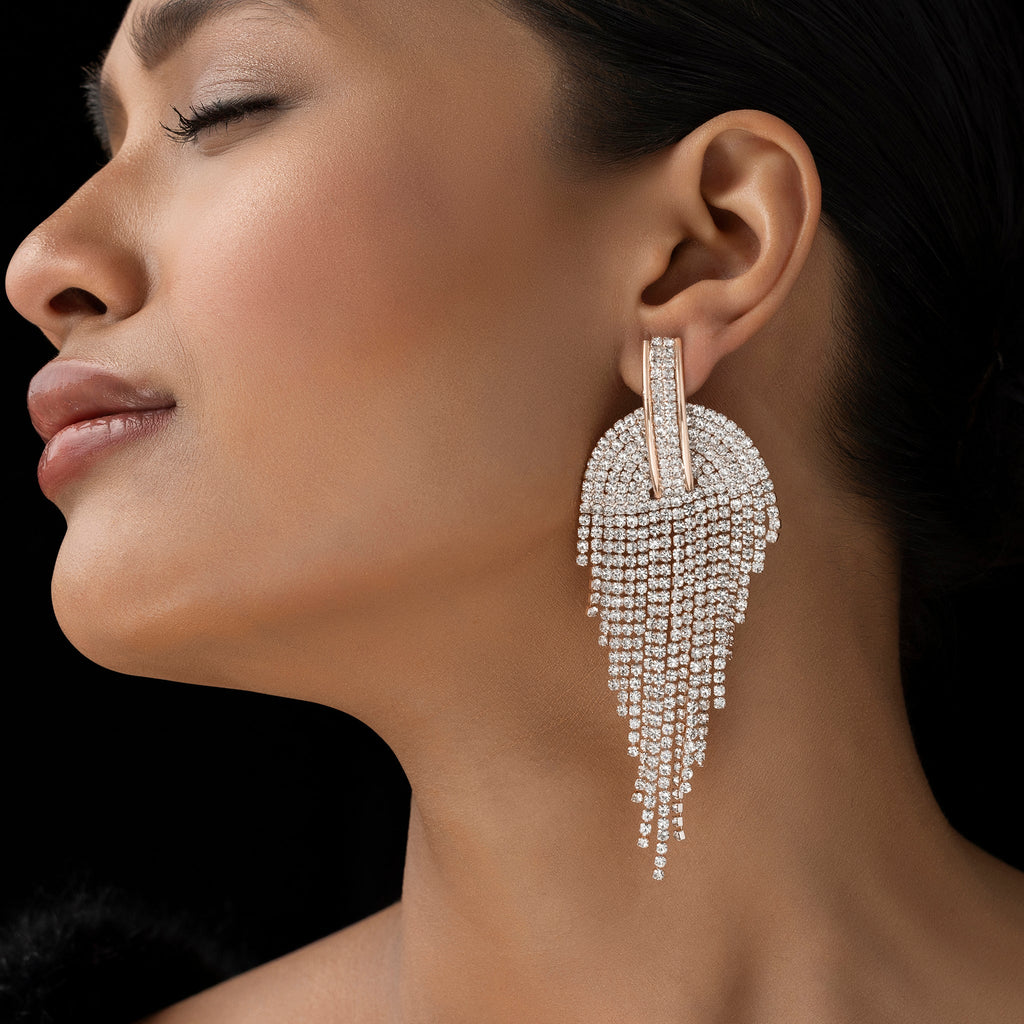 Long stylish Crystal Danglers earrings