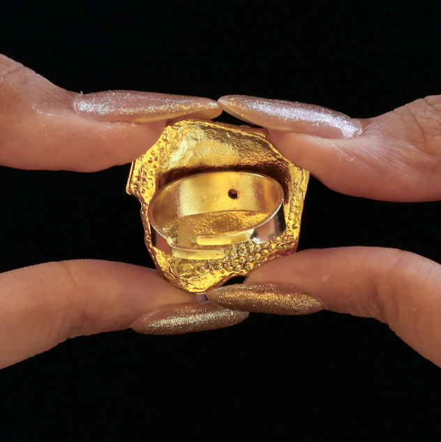 Saiyaara Golden Rose Flower Ring (Adjustable Size)