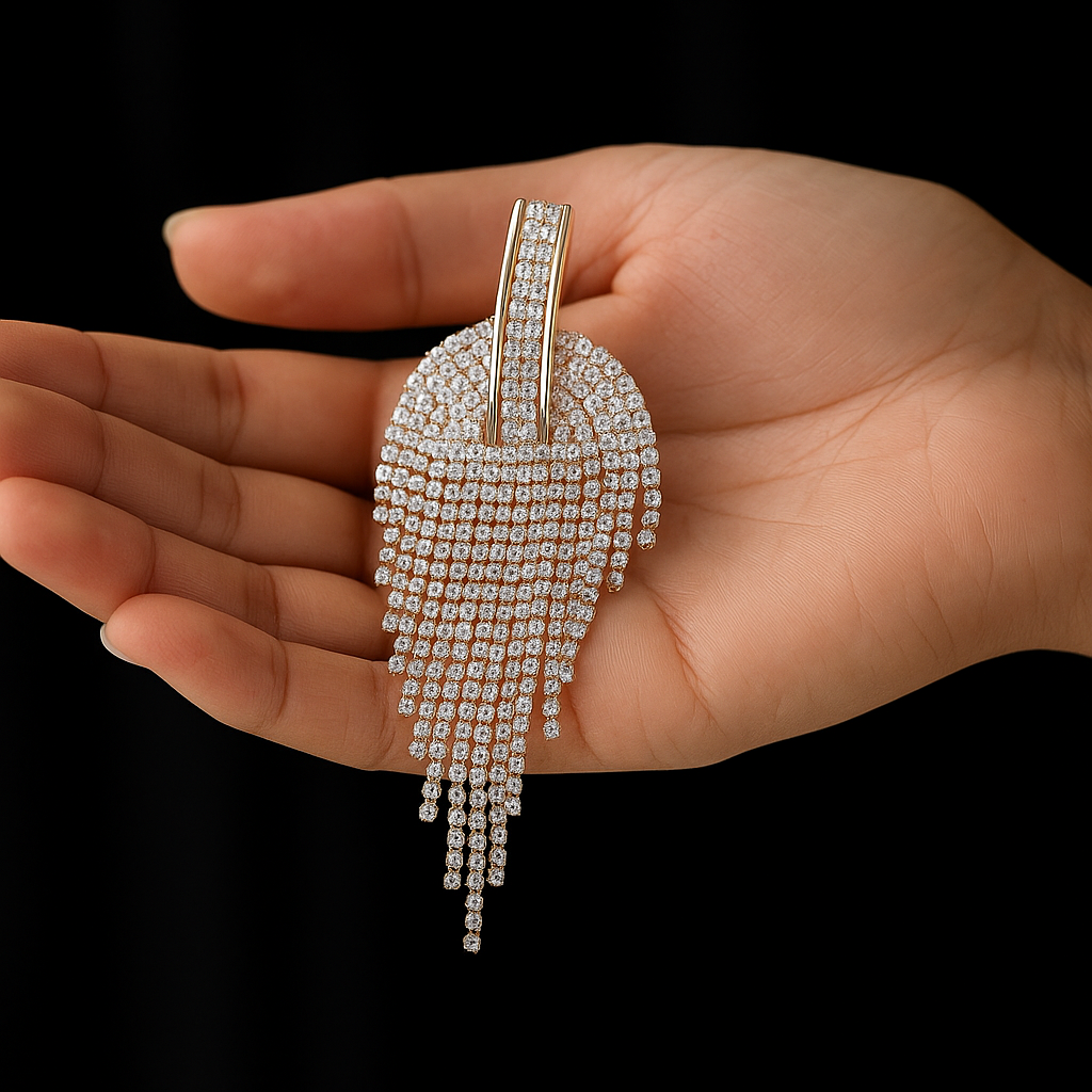 Long stylish Crystal Danglers earrings