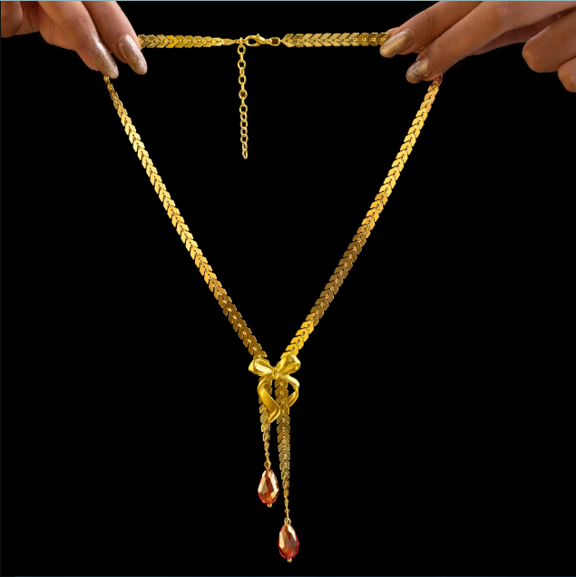Red Golden Cool Y Necklace
