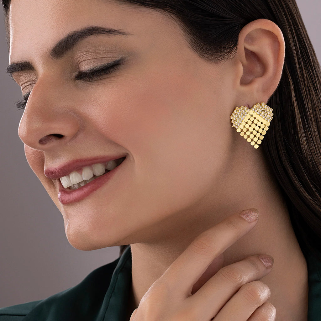 Saiyaara Brass Heart Statement Studs