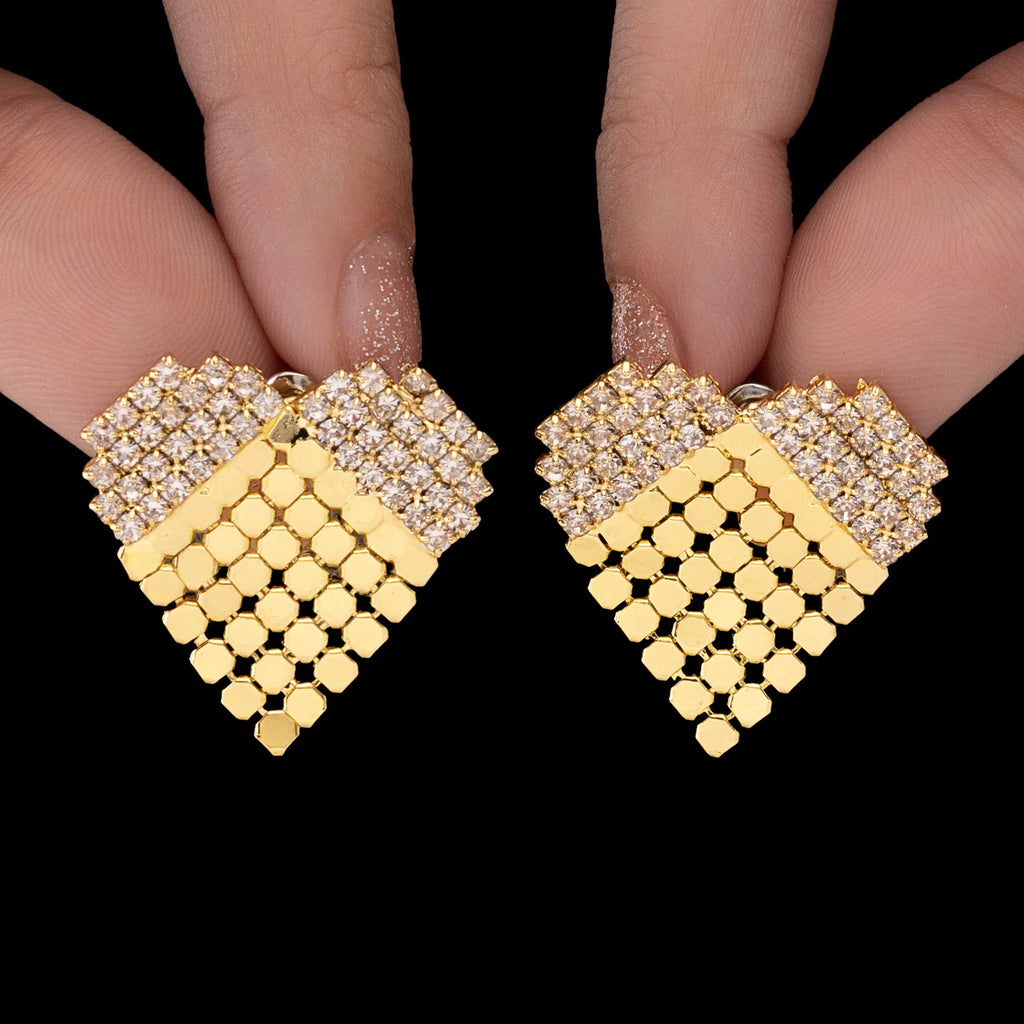 Saiyaara Brass Heart Statement Studs