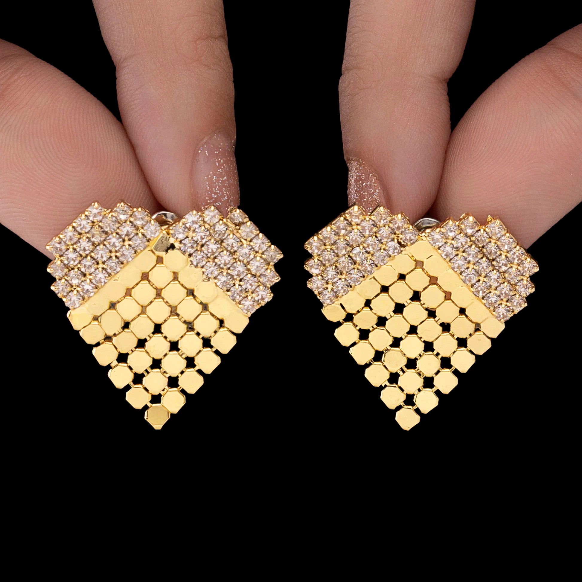 Saiyaara Brass Heart Statement Studs