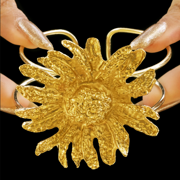 Saiyaara Golden Sunflower Bracelet (Adjustable Size)