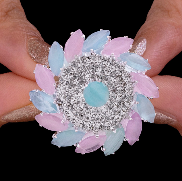 Flower shape  Crystal Ring (Adjustable Size)