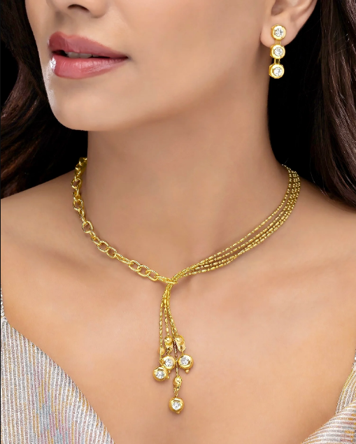 Fashion Crystal Necklace Set With Earrings