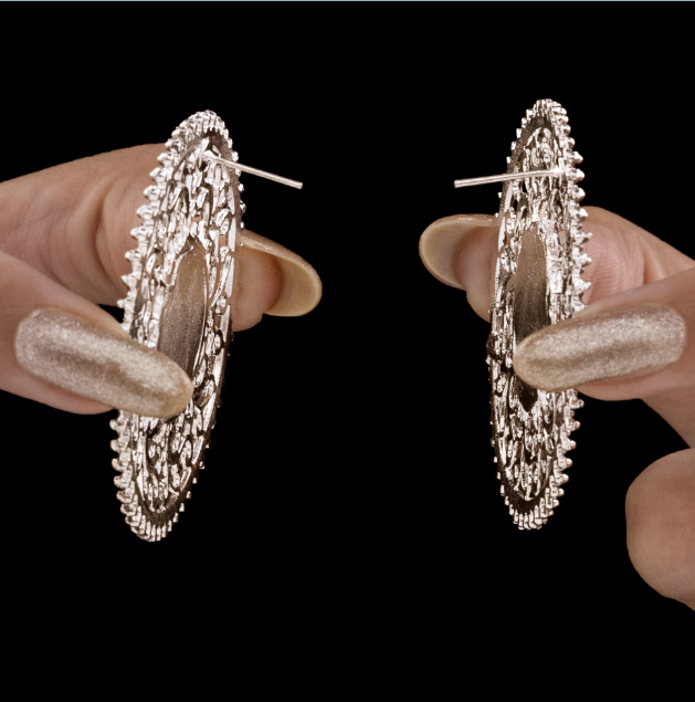 Antique Mirror Oxidised Earrings