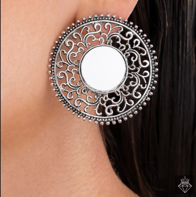 Antique Mirror Oxidised Earrings