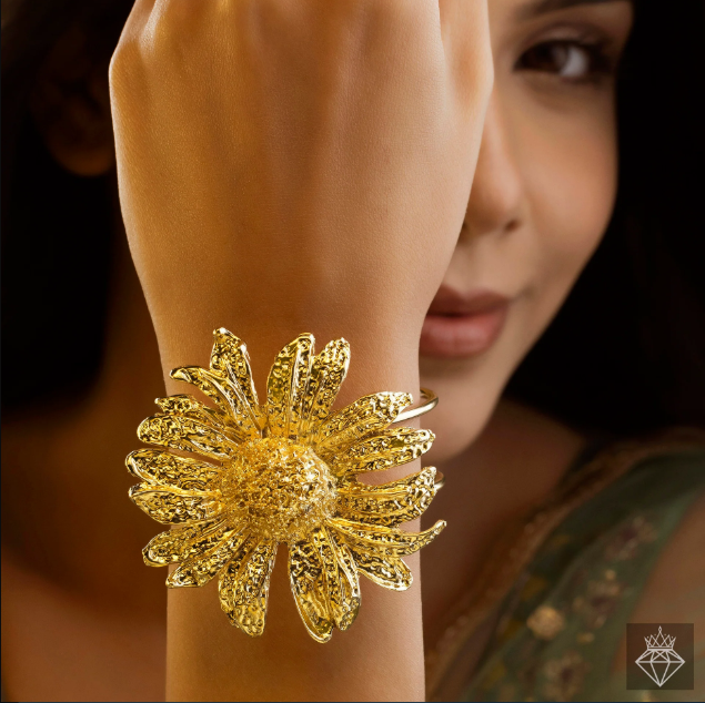 Saiyaara Golden Sunflower Bracelet (Adjustable Size)
