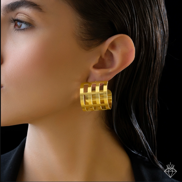 Golden Cylindrical Broad Hoops