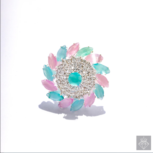 Flower shape  Crystal Ring (Adjustable Size)
