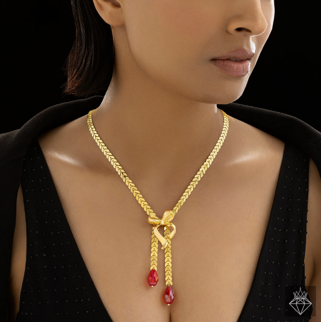 Red Golden Cool Y Necklace