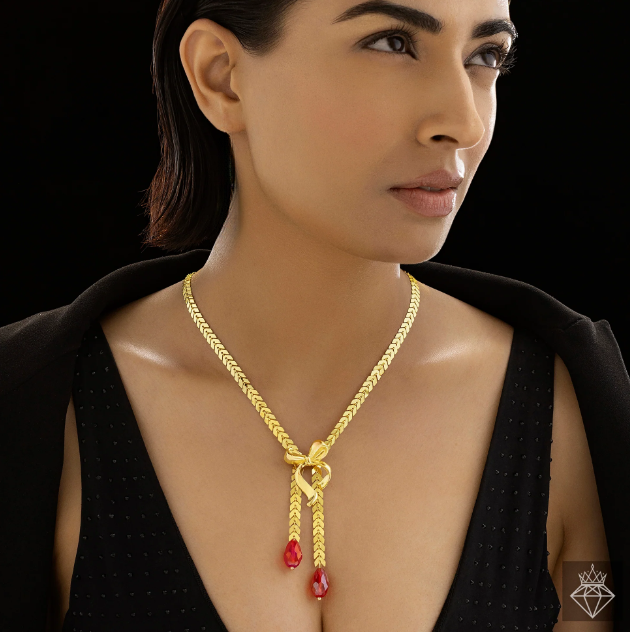 Red Golden Cool Y Necklace