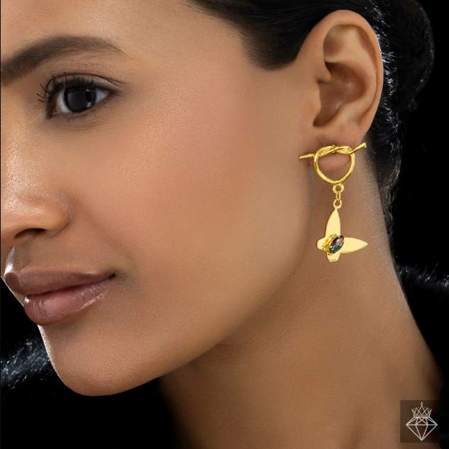 Golden with  multycolor Crystal Earrings