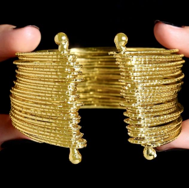 Gold Plated Multi layer Bangle Bracelet (Adjustable Size)