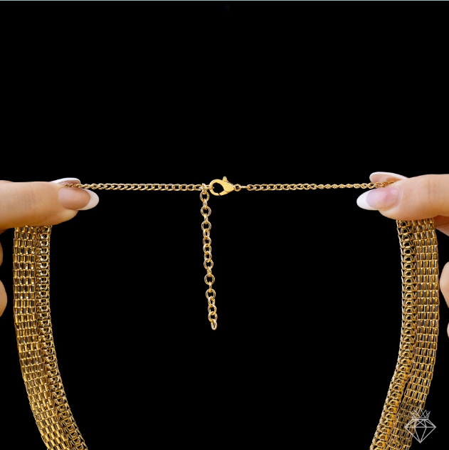 Golden Designer Statement Chain Necklace