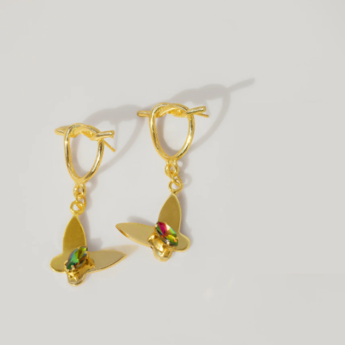 Golden with  multycolor Crystal Earrings
