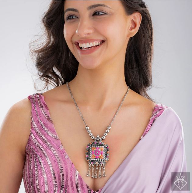 Ethnic Statement Necklace With Colorful Enamel