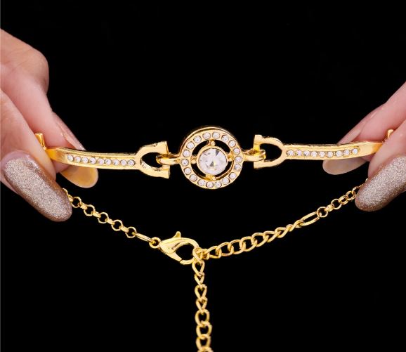 Solitaire Studded Bangle Bracelet (Adjustable Size)